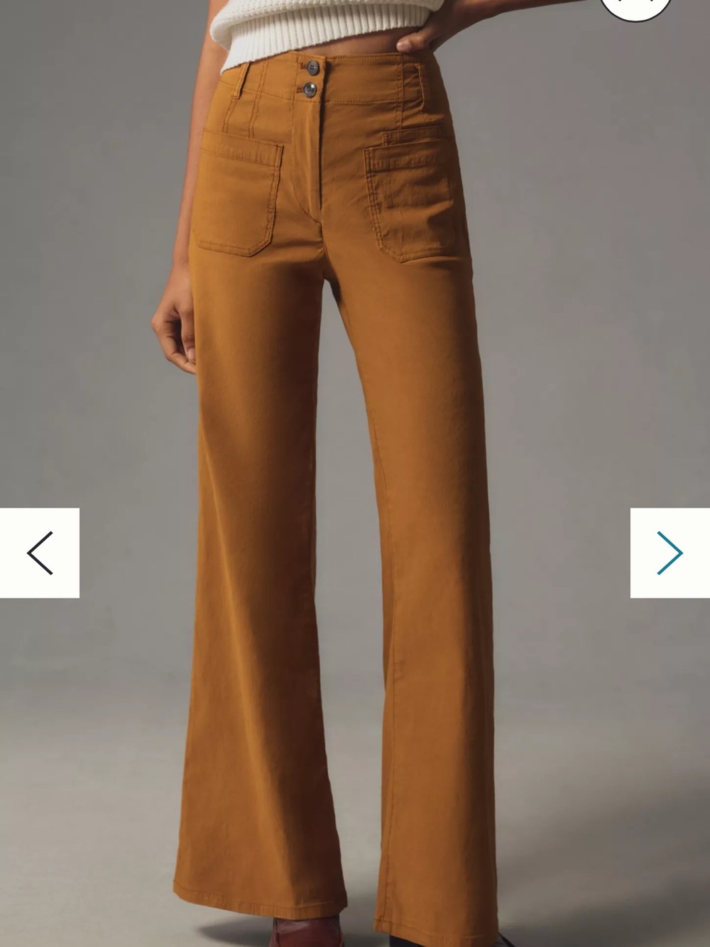Maeve High-Rise Wide-Leg Pants in Mustard Brown
